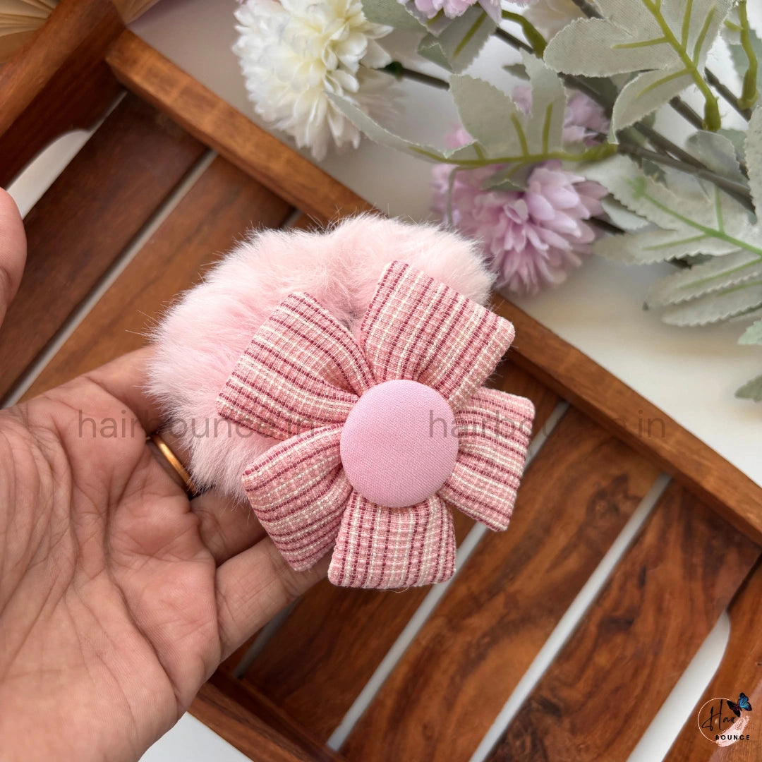 Cozy Bloom Fur Scrunchie | Soft Plush Floral Hair Scrunchie for Women & Girls