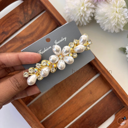 Royal Pearl Bloom Center Hair Clip