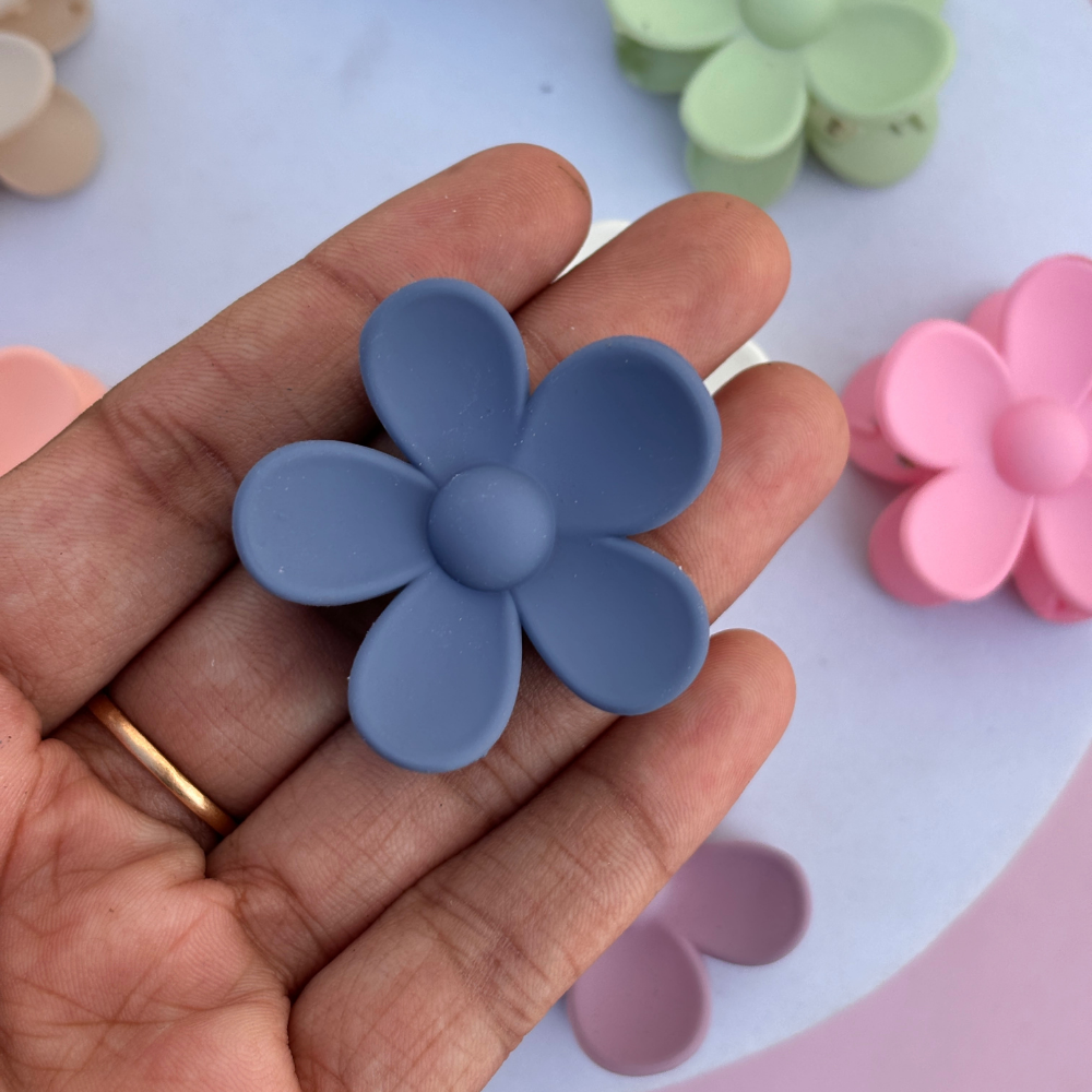 Colourful Bright Shades Cute Flower Hair Claw Small - Pack of 2/ Assorted Colours
