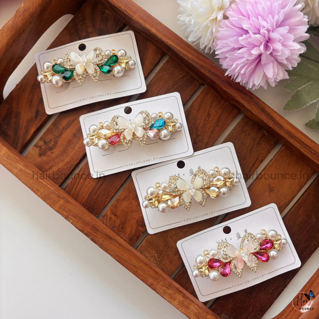 Pearl Blossom Butterfly Center Hair Clip