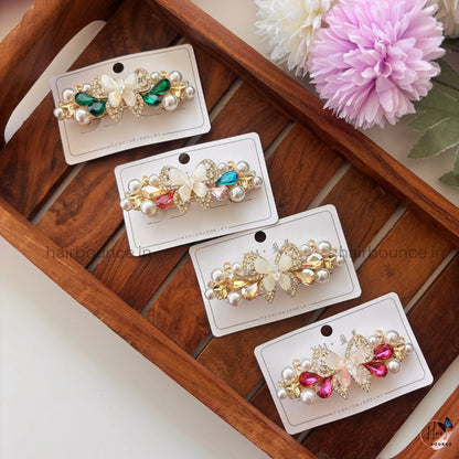 Pearl Blossom Butterfly Center Hair Clip