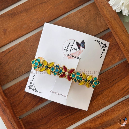 Multicolor Floral Stone Hair Clip