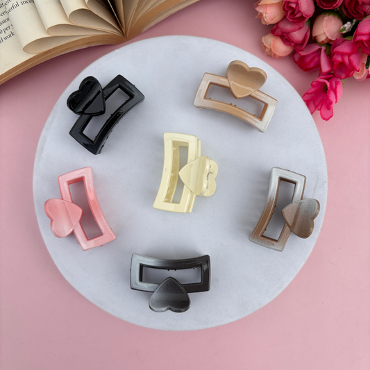 Heart Rectangle Hair Claw – Small