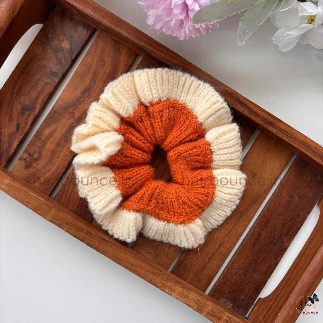Cozy Duo Knit Winter Scrunchie
