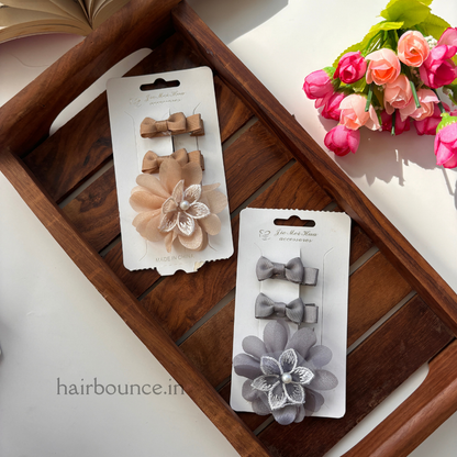 Flower Bow Clip Set of 3