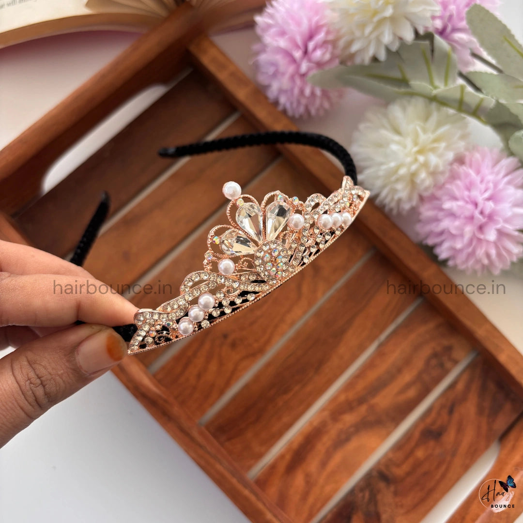 Royal Crystal Pearl Tiara Hair Band