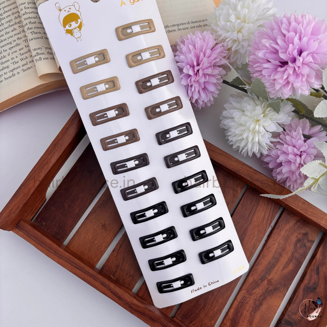 Rectangle Snap Hair Clips for Women & Girls – Pack of 20 | Everyday Hair Styling Clips / Small