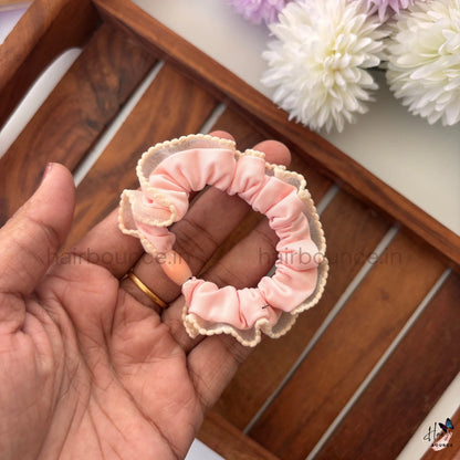 Lace Trim Pastel Scrunchies