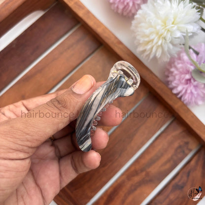 Glossy Marble Curved Banana Hair Clip – Small