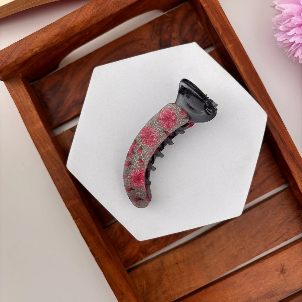 Floral Print Banana Hair Clip - Medium