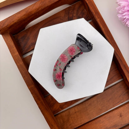 Floral Print Banana Hair Clip - Medium