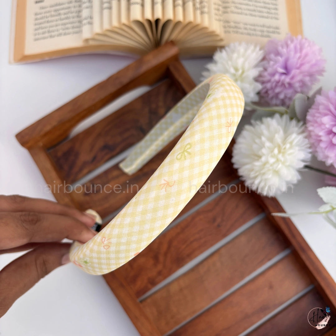 Pastel Gingham Padded Headband for Women & Girls