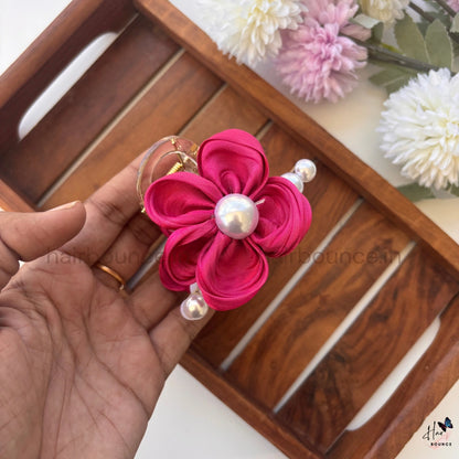 Pearl Bloom Satin Hair Claw – Large