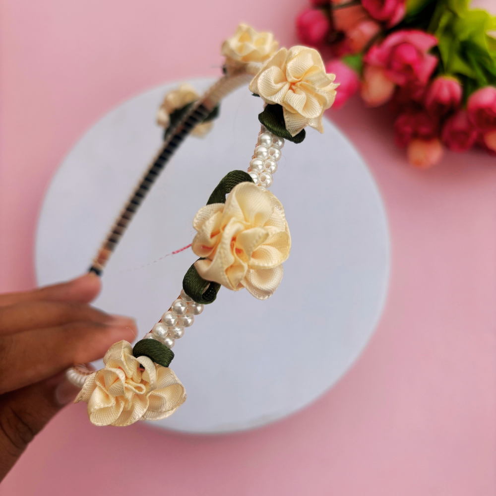 Rose with Pearl Metal Headband