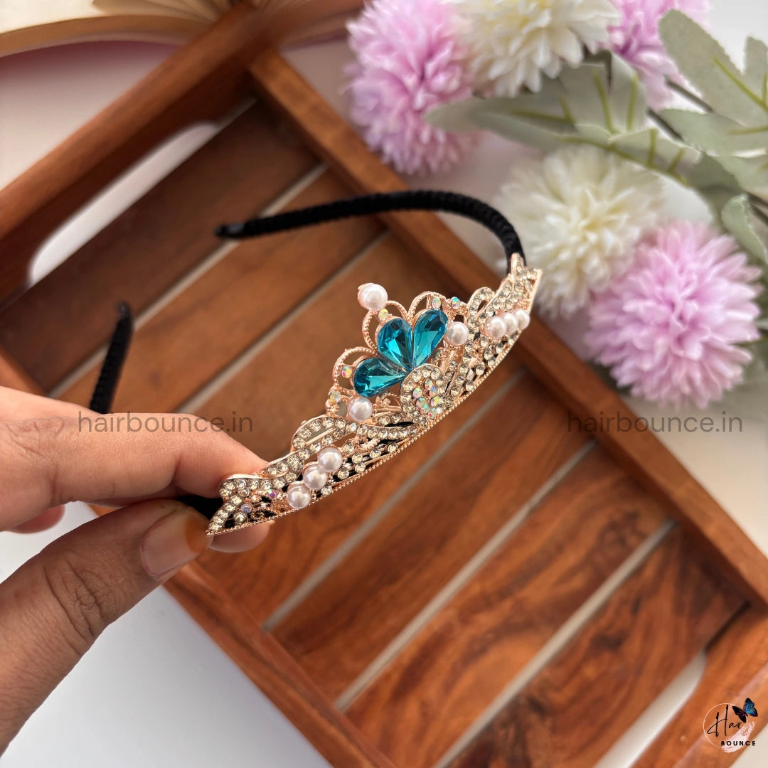 Royal Crystal Pearl Tiara Hair Band
