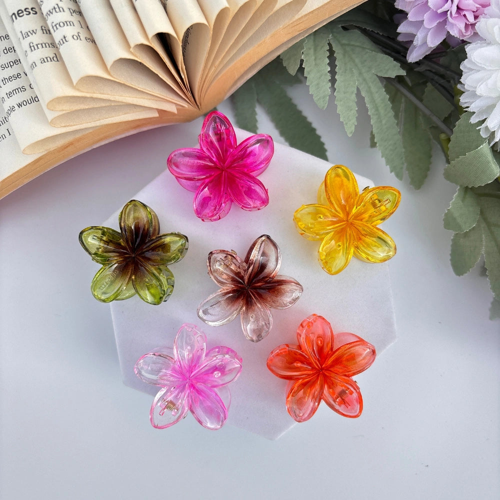 Glassy Flower Hair Claw - Small
