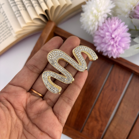 Stone Filled Zig Zag Hair Claw - Medium