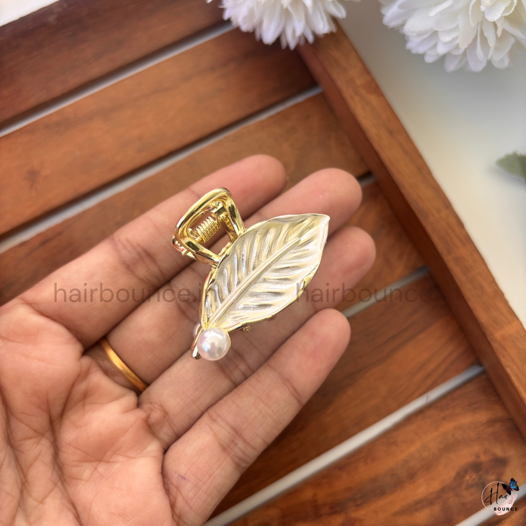 Metallic Leaf Hair Claw -  Medium