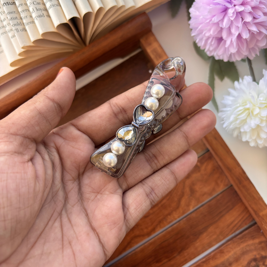 Pearl Heart Luxe Banana Clip – Medium