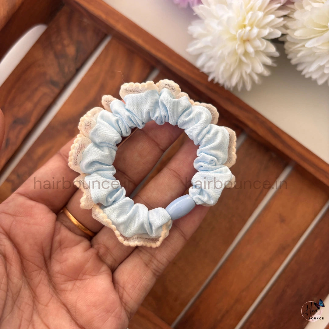 Lace Trim Pastel Scrunchies