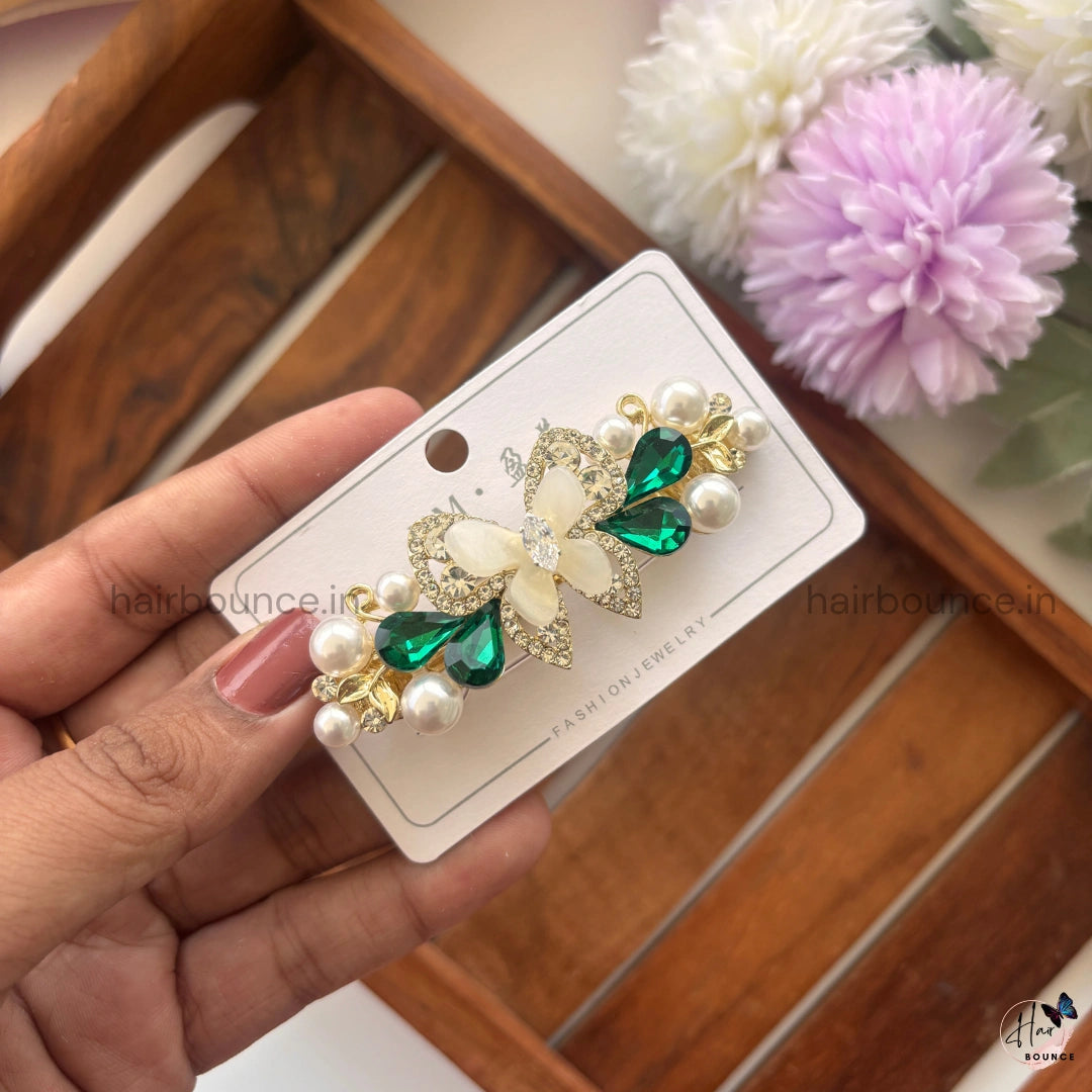 Pearl Blossom Butterfly Center Hair Clip