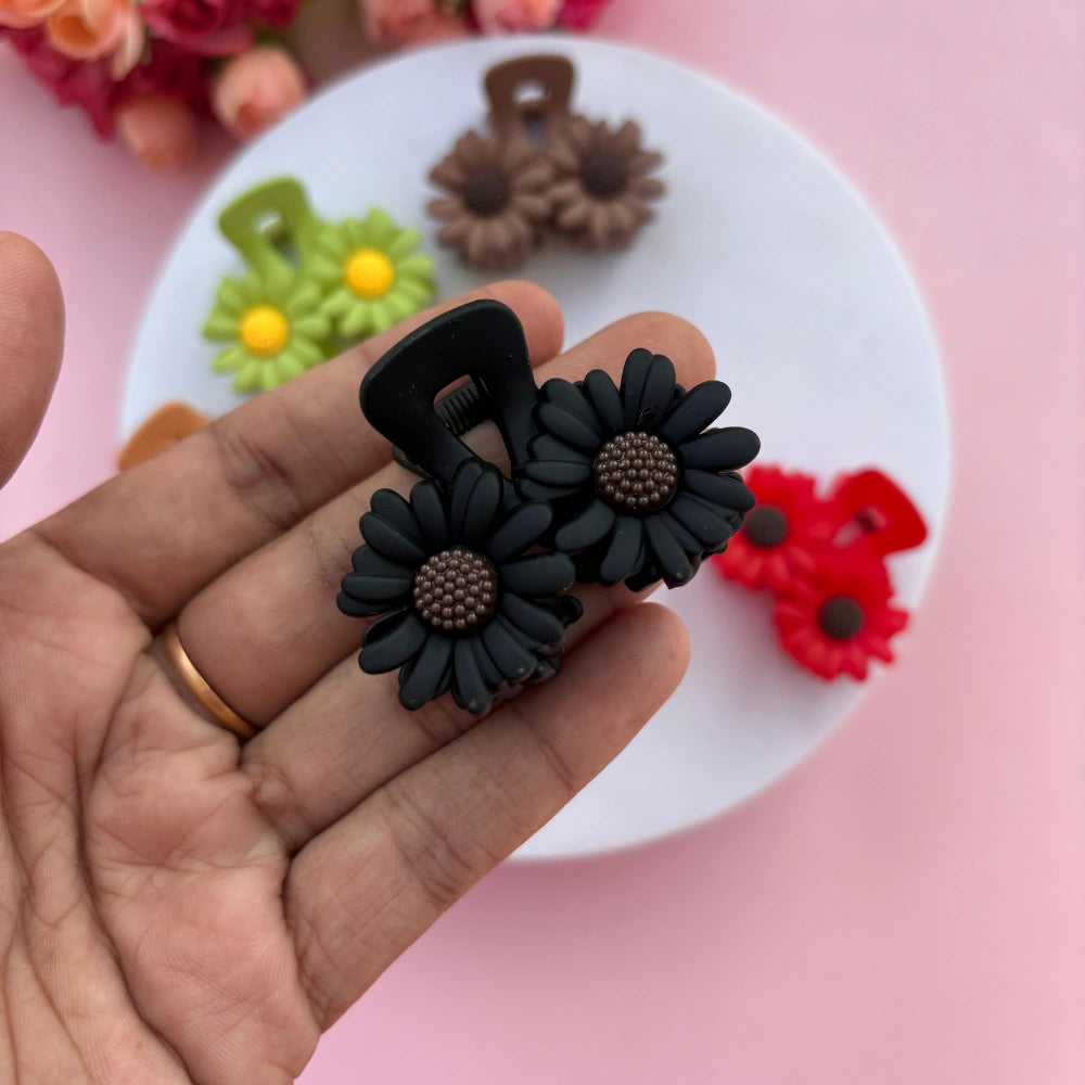 Double Flower Matte Finish Hair Claw - Medium