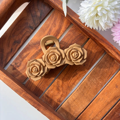 Triple Flower Rose Hair Claw - Large