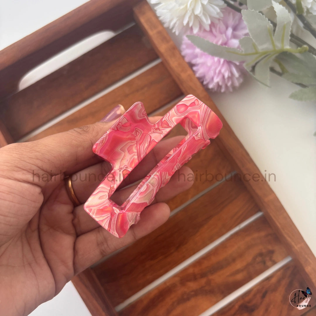 Marble Swirl Rectangle Hair Claw – Large