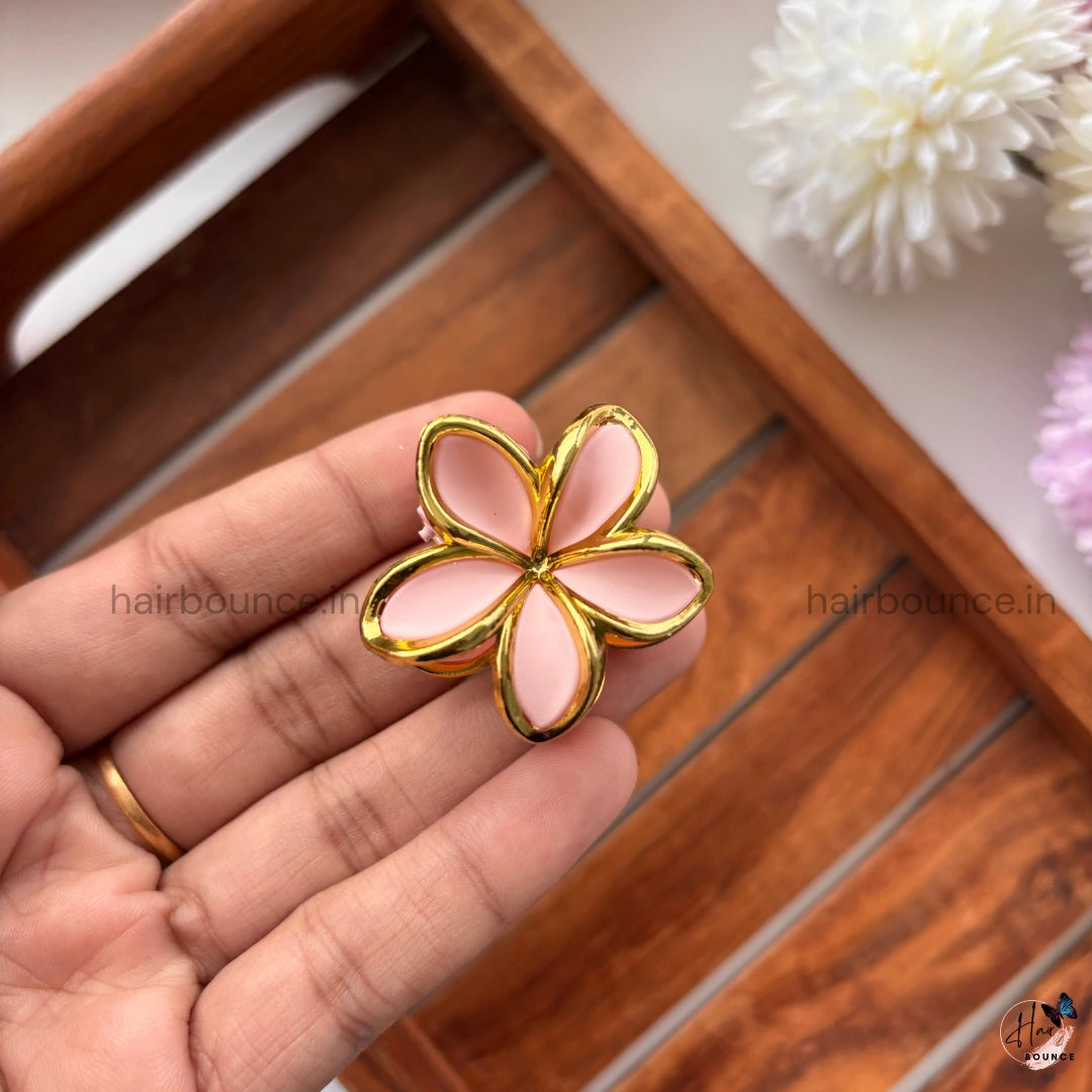 Golden Bloom Floral Hair Claw - Small