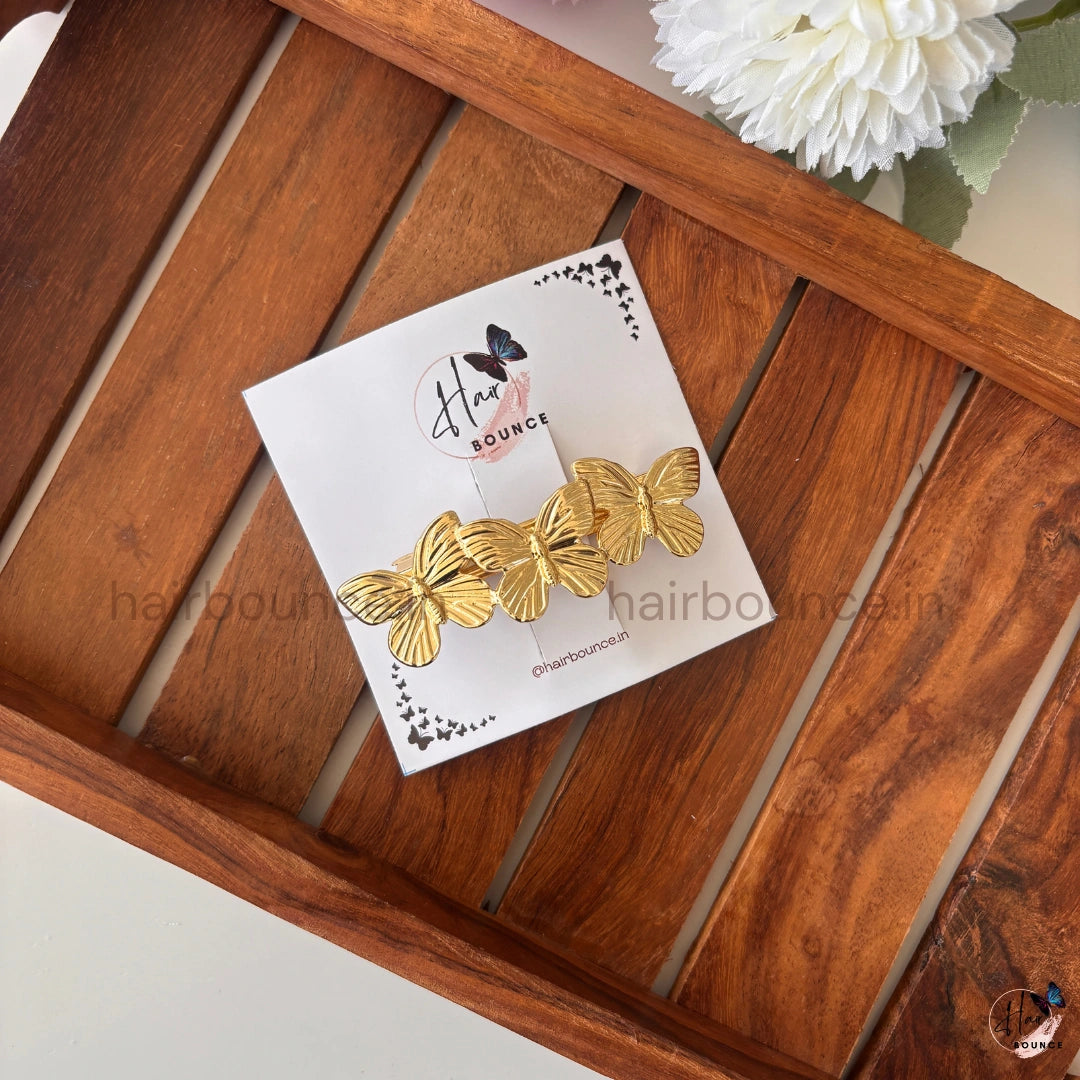 Monarch Glow Metallic Butterfly Barrette – Luxe Flutter Collection