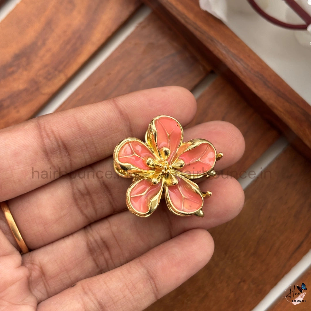 Floral Bloom Metal Hair Claw Clip- Small