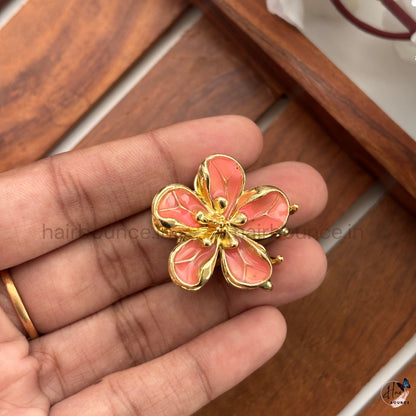 Floral Bloom Metal Hair Claw Clip- Small