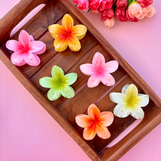 Shinny Flower Hair Claw - Medium
