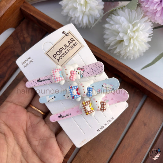Kawaii Kitty Snap Hair Clips for Kids (Pack of 3) / Assorted Colours