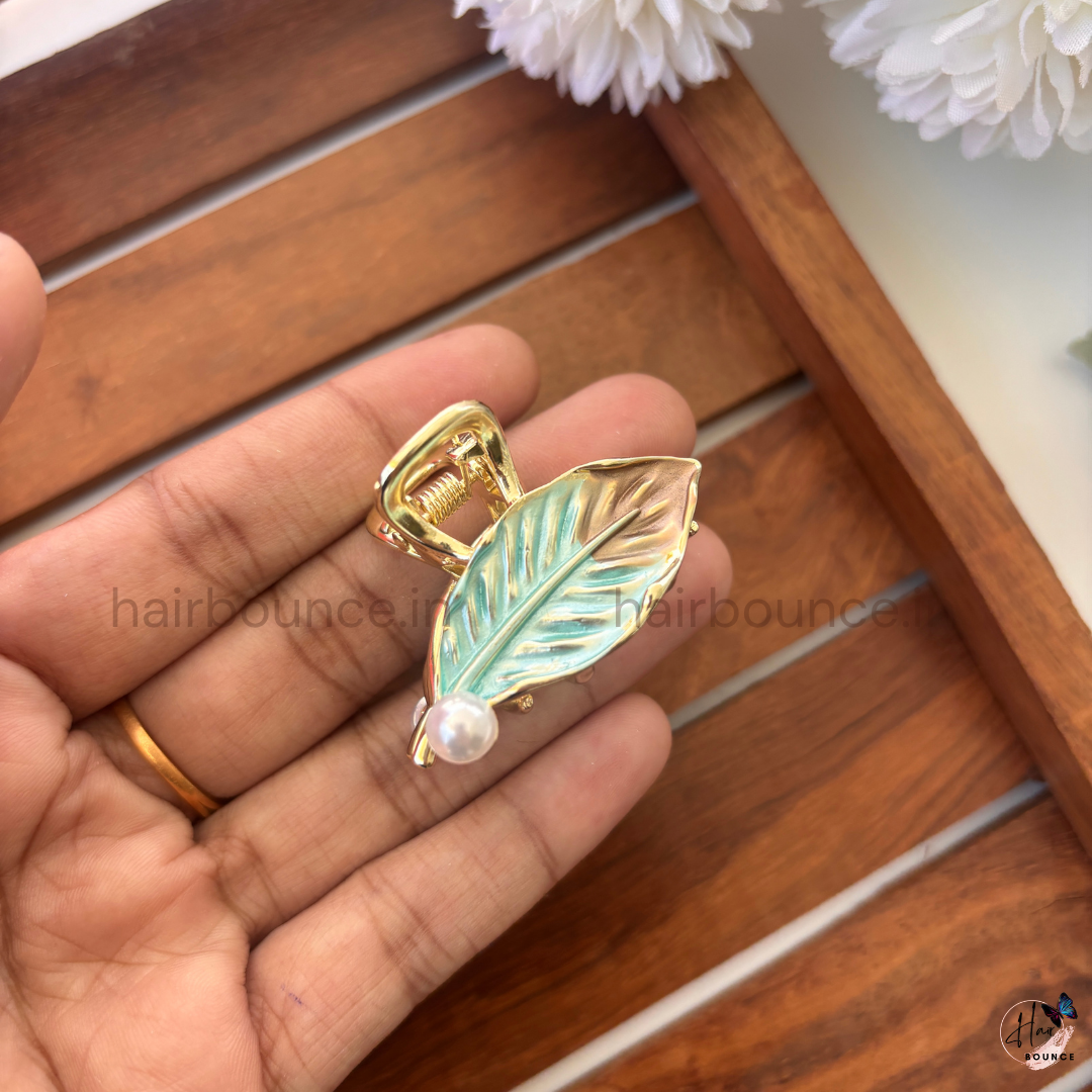 Metallic Leaf Hair Claw -  Medium