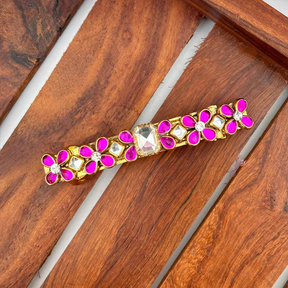 Rosy Radiance Kundan Clip