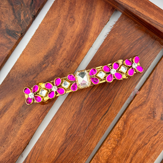 Rosy Radiance Kundan Clip