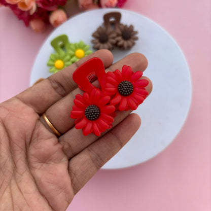 Double Flower Matte Finish Hair Claw - Medium
