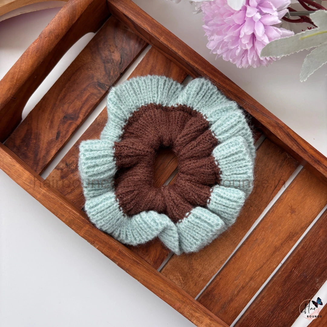 Cozy Duo Knit Winter Scrunchie