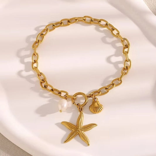 Golden Starfish Charm Bracelet