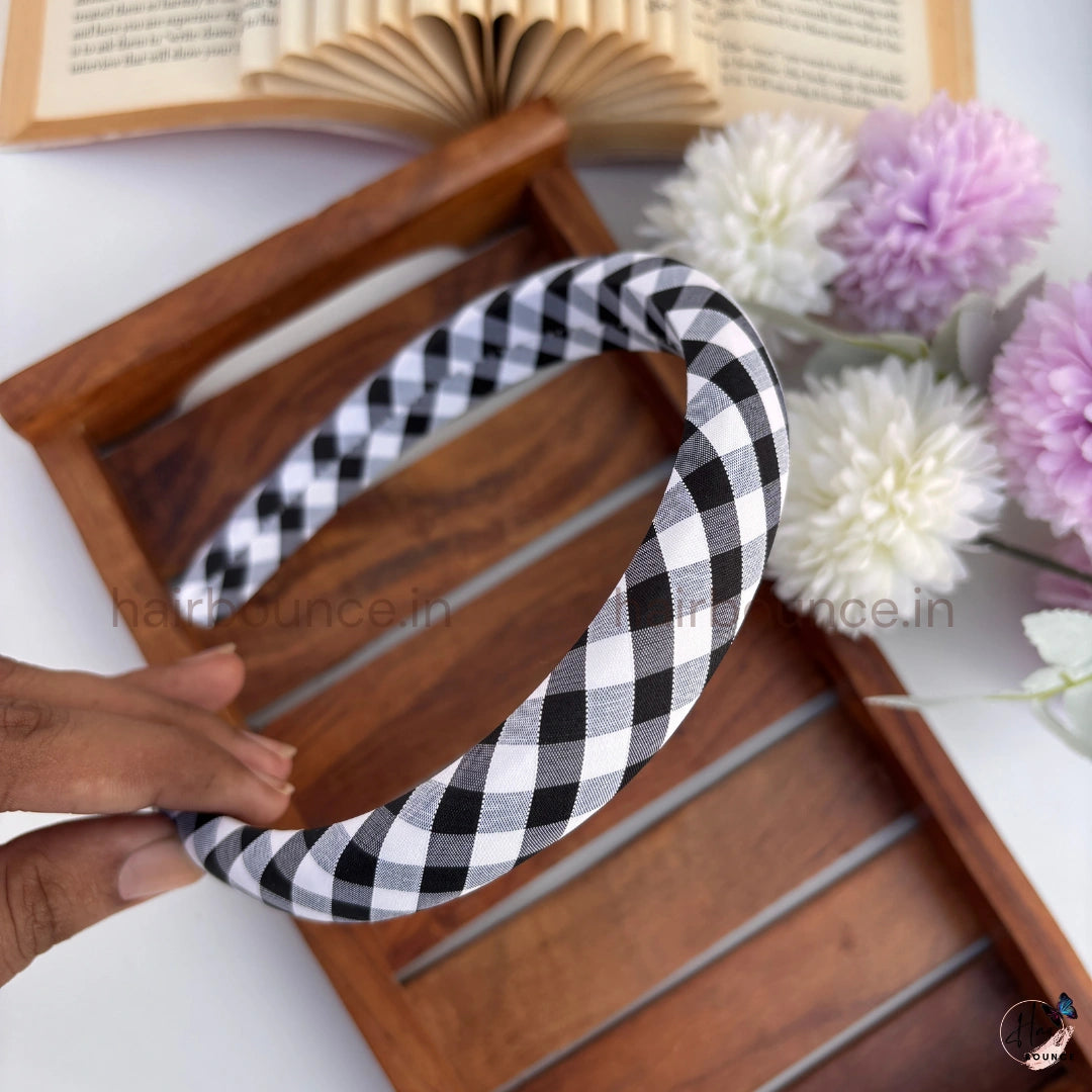 Classic Gingham Fabric Headband for Women & Girls – Soft Checkered Hair Band