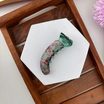 Floral Print Banana Hair Clip - Medium