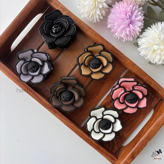 Elegant Rose Bloom Hair Claw Clip – Medium