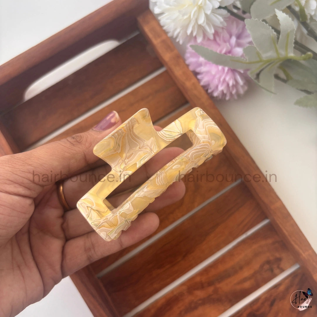 Marble Swirl Rectangle Hair Claw – Large