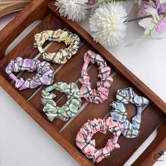 Pastel Checkered Scrunchie Hair Tie