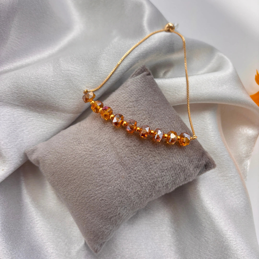 Metallic Crystal Bead Bracelet – Adjustable