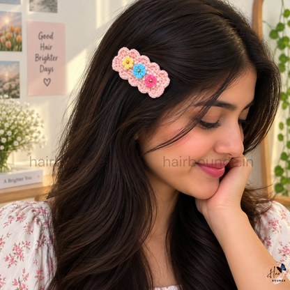 Bloom Premium Handmade Crochet Floral Hair Clips – Pack of 5