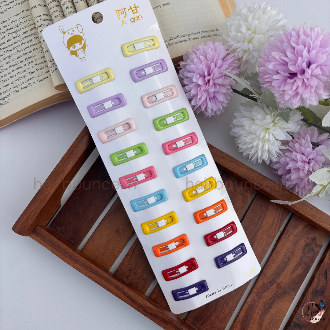 Rectangle Snap Hair Clips for Women & Girls – Pack of 20 | Everyday Hair Styling Clips / Small