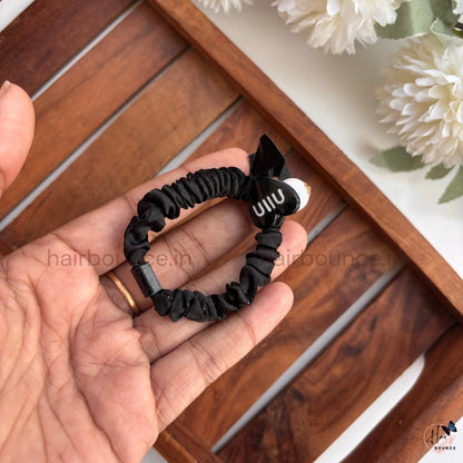 Mini Heart Charm Satin Scrunchie Hair Tie