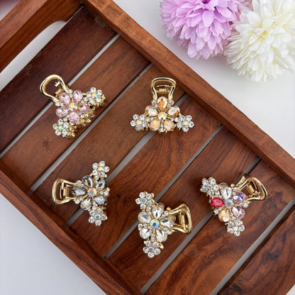 Premium Metal Triple Flower Hair Claw - Medium